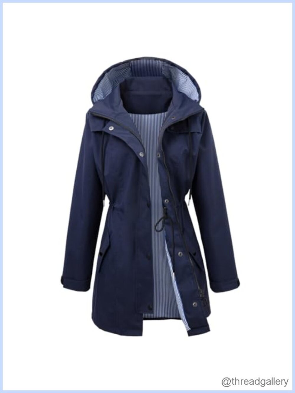 Women's Lightweight Waterproof Hooded Raincoat Windbreaker Trench Coat